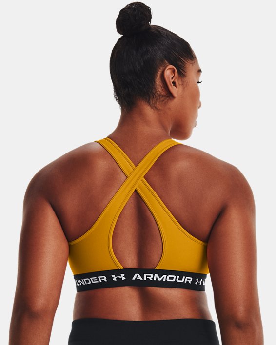 Women's Armour® Mid Crossback Sports Bra, Orange, pdpMainDesktop image number 6